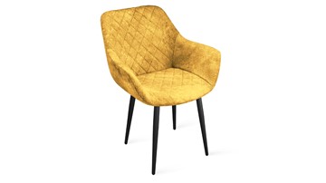 Обеденный стул Дастин К1С (Черный муар/Микровелюр Wellmart Yellow) в Йошкар-Оле