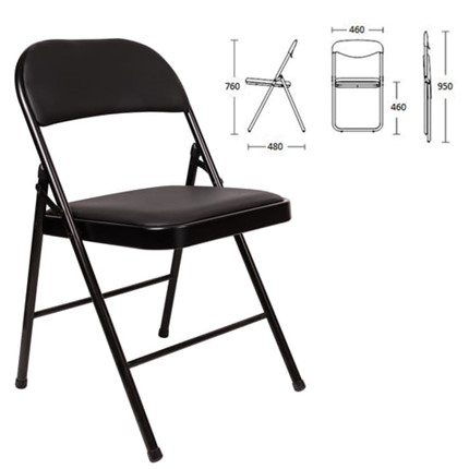 Офисный стул складной Brabix Golf Plus CF-003 Комфорт (черный каркас, кожзам черный) 531566 в Йошкар-Оле - изображение