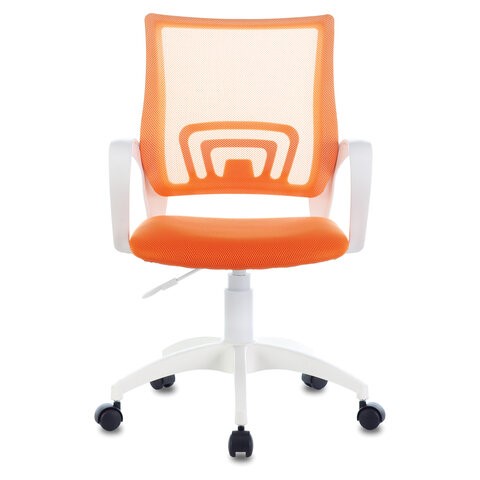 Офисное кресло Brabix Fly MG-396W (с подлокотниками, пластик белый, сетка, оранжевое) 532401 в Йошкар-Оле - изображение 1