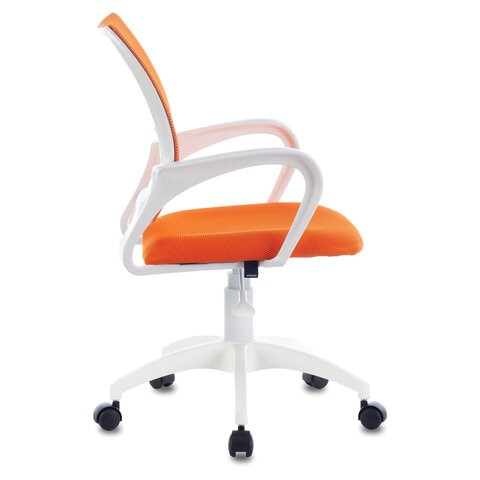 Офисное кресло Brabix Fly MG-396W (с подлокотниками, пластик белый, сетка, оранжевое) 532401 в Йошкар-Оле - изображение 2