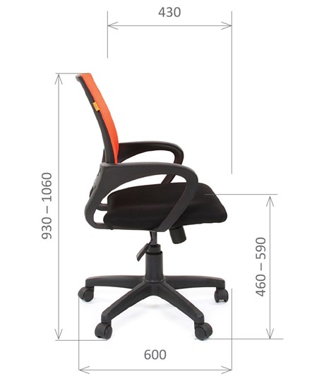 Кресло CHAIRMAN 696 black Сетчатый акрил DW66 оранжевый в Йошкар-Оле - изображение 2