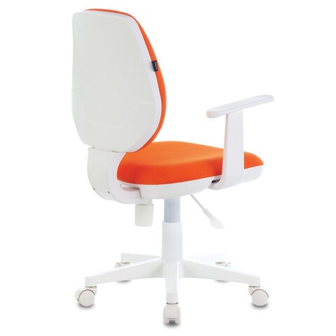 Кресло компьютерное Brabix Fancy MG-201W (с подлокотниками, пластик белый, оранжевое) 532410 в Йошкар-Оле - изображение 2