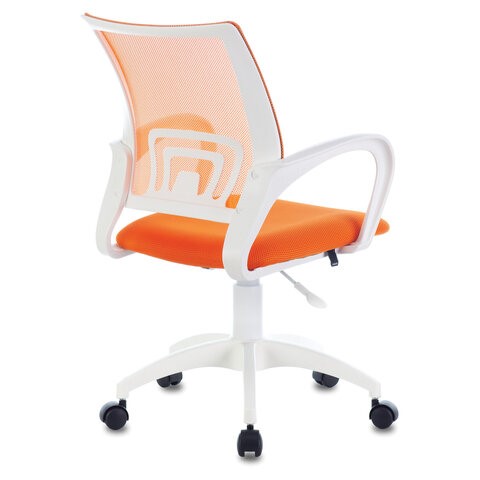 Офисное кресло Brabix Fly MG-396W (с подлокотниками, пластик белый, сетка, оранжевое) 532401 в Йошкар-Оле - изображение 3