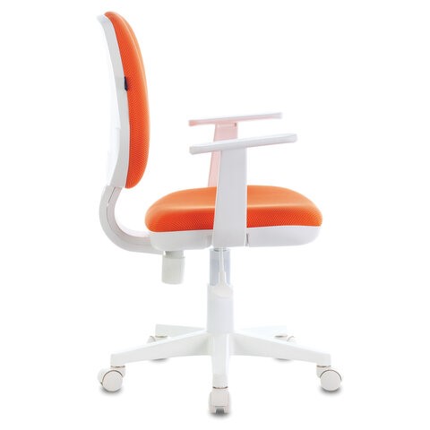 Кресло компьютерное Brabix Fancy MG-201W (с подлокотниками, пластик белый, оранжевое) 532410 в Йошкар-Оле - изображение 1