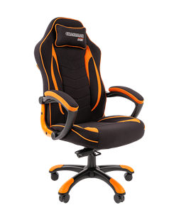 Кресло игровое CHAIRMAN GAME 28 Полиэстер комбинированная ткань оранжевый/черный в Йошкар-Оле