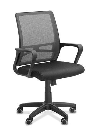 Кресло для сотрудника Акцент, сетка YM/ткань TW / черная/серая в Йошкар-Оле - изображение