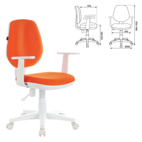 Кресло компьютерное Brabix Fancy MG-201W (с подлокотниками, пластик белый, оранжевое) 532410 в Йошкар-Оле - изображение 3