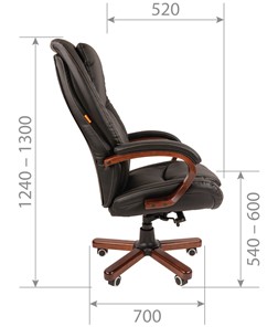 Кресло компьютерное CHAIRMAN 408 кожа черная в Йошкар-Оле - предосмотр 2