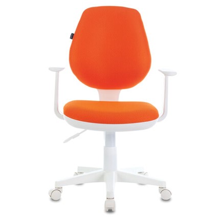 Кресло компьютерное Brabix Fancy MG-201W (с подлокотниками, пластик белый, оранжевое) 532410 в Йошкар-Оле - изображение