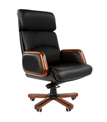 Компьютерное кресло CHAIRMAN 417 кожа черная в Йошкар-Оле - изображение