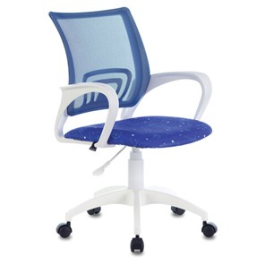 Офисное кресло Brabix Fly MG-396W (с подлокотниками, пластик белый, сетка, темно-синее с рисунком "Space") 532405 в Йошкар-Оле
