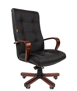 Кресло компьютерное CHAIRMAN 424 WD Кожа черная в Йошкар-Оле