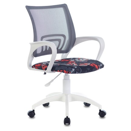 Офисное кресло Brabix Fly MG-396W (с подлокотниками, пластик белый, сетка, серое с рисунком "Graffity") 532404 в Йошкар-Оле - изображение