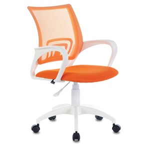 Офисное кресло Brabix Fly MG-396W (с подлокотниками, пластик белый, сетка, оранжевое) 532401 в Йошкар-Оле