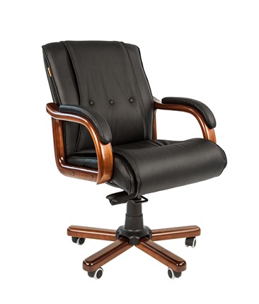 Кресло компьютерное CHAIRMAN 653M кожа черная в Йошкар-Оле - изображение