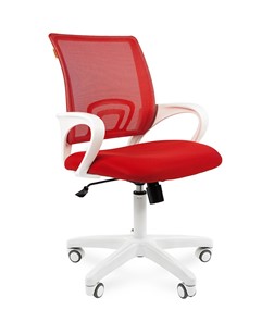 Кресло компьютерное CHAIRMAN 696 white, ткань, цвет красный в Йошкар-Оле