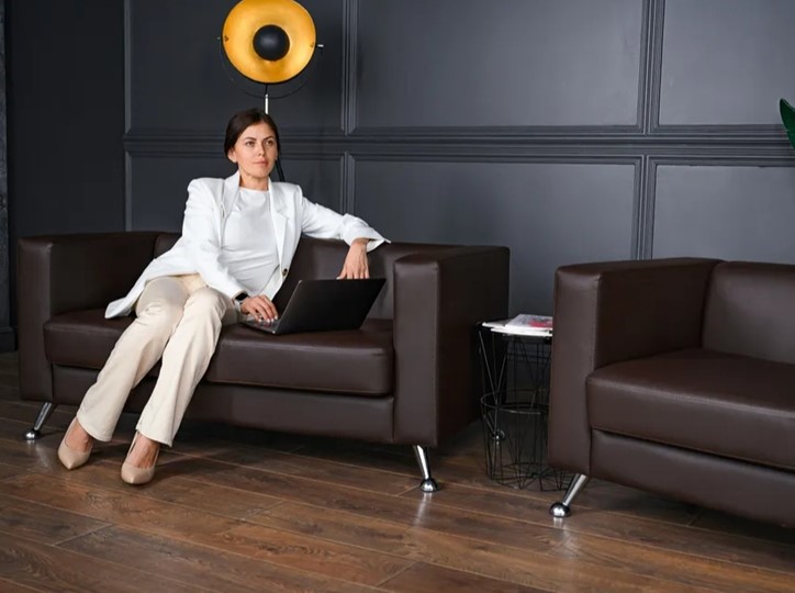 Комплект мебели Альбиони коричневый кожзам  диван 2Д + кресло в Йошкар-Оле - изображение 4