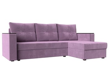 Угловой диван с оттоманкой Атланта Лайт Б/С, Сиреневый (Микровельвет) в Йошкар-Оле