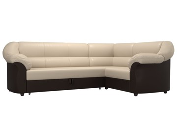 Угловой диван для гостиной Карнелла, Бежевый/Коричневый (экокожа) в Йошкар-Оле
