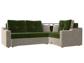 Угловой диван для гостиной Комфорт, Зеленый/Бежевый (микровельвет) в Йошкар-Оле