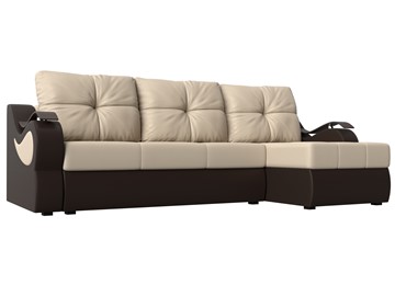 Угловой диван Меркурий, Бежевый/коричневый (экокожа) в Йошкар-Оле