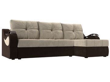 Угловой диван Меркурий, Бежевый/коричневый (вельвет) в Йошкар-Оле