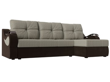 Угловой диван Меркурий, Корфу 02 (рогожка)/коричневый (вельвет) в Йошкар-Оле