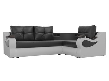 Угловой раскладной диван Митчелл, Черный/Белый (экокожа) в Йошкар-Оле