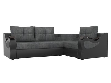 Угловой раскладной диван Митчелл, Серый/Черный (рогожка/экокожа) в Йошкар-Оле