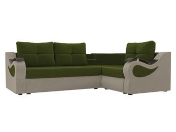 Угловой раскладной диван Митчелл, Зеленый/Бежевый (микровельвет) в Йошкар-Оле