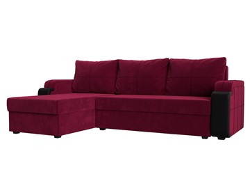 Угловой раскладной диван Николь лайт, Бордовый/Черный (микровельвет/экокожа) в Йошкар-Оле