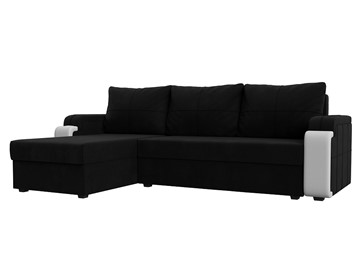 Угловой раскладной диван Николь лайт, Черный/Белый (микровельвет/экокожа) в Йошкар-Оле