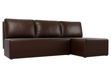 Угловой диван с оттоманкой Поло, Коричневый (экокожа) в Йошкар-Оле