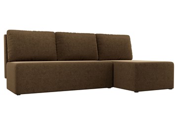 Угловой диван с оттоманкой Поло, Коричневый (микровельвет) в Йошкар-Оле