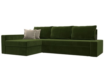 Угловой раскладной диван Версаль, Зеленый/Бежевый (микровельвет) в Йошкар-Оле