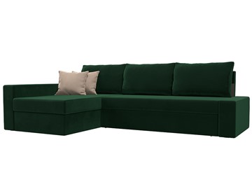 Угловой раскладной диван Версаль, Зеленый/Бежевый (велюр) в Йошкар-Оле