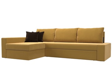 Угловой диван для гостиной Версаль, Желтый/Коричневый (микровельвет) в Йошкар-Оле