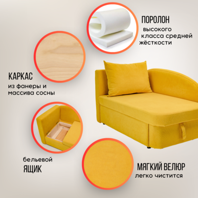 Диван-кровать левая Тедди желтый в Йошкар-Оле - изображение 18