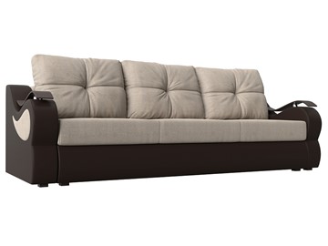 Прямой диван Меркурий еврокнижка, Бежевый/коричневый (рогожка/экокожа) в Йошкар-Оле