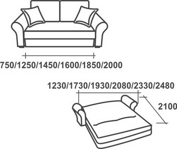 Прямой диван Аккордеон-1, 120 (круглые подлокотники), НПБ в Йошкар-Оле - предосмотр 2