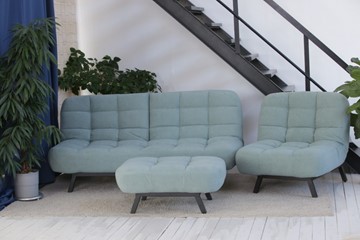 Комплект мебели Абри цвет мята кресло + диван + пуф опора металл в Йошкар-Оле
