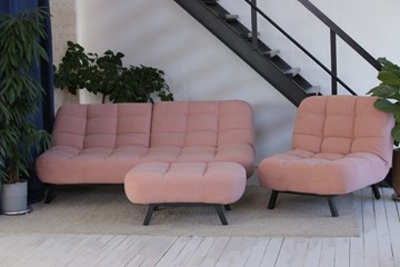 Комплект мебели Абри розовый кресло + диван + пуф опора металл в Йошкар-Оле