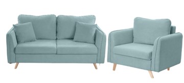 Комплект мебели Бертон голубой диван+ кресло в Йошкар-Оле