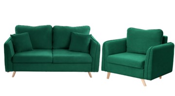 Комплект мебели Бертон изумрудный диван+ кресло в Йошкар-Оле