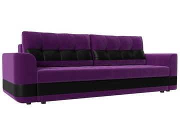 Прямой диван Честер, Фиолетовый/черный (вельвет/экокожа) в Йошкар-Оле