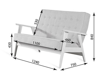 Прямой диван Ретро, двухместный (беленый дуб / RS 29 - бирюзовый) в Йошкар-Оле - предосмотр 3