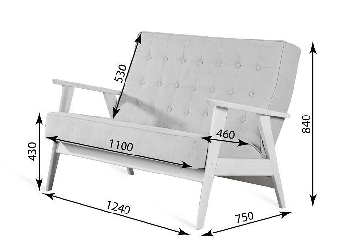Прямой диван Ретро, двухместный (беленый дуб / RS 29 - бирюзовый) в Йошкар-Оле - изображение 3