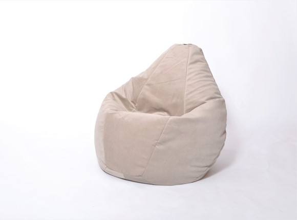 Кресло-мешок Груша среднее, велюр однотон, бежевое в Йошкар-Оле - изображение