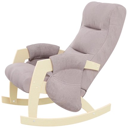 Кресло-качалка ЭЛИТ с карманами Джанни (каркас дуб, сиденье серо-розовое) в Йошкар-Оле - изображение