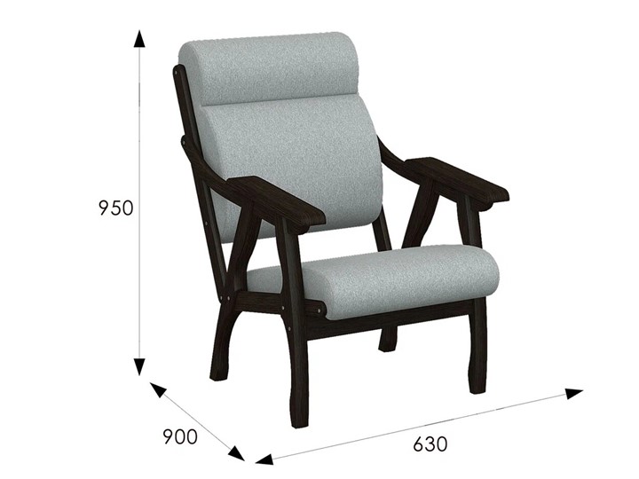 Мягкое кресло Вега 10 ткань серый, каркас венге в Йошкар-Оле - изображение 6